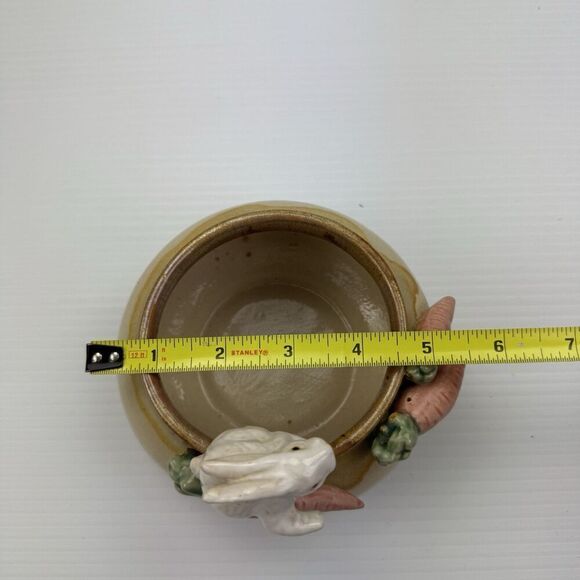 Vintage Pottery Bowl Bunny Rabbit Easter Carrots Candy Jelly Bean Bowl Decor - Picture 14 of 14